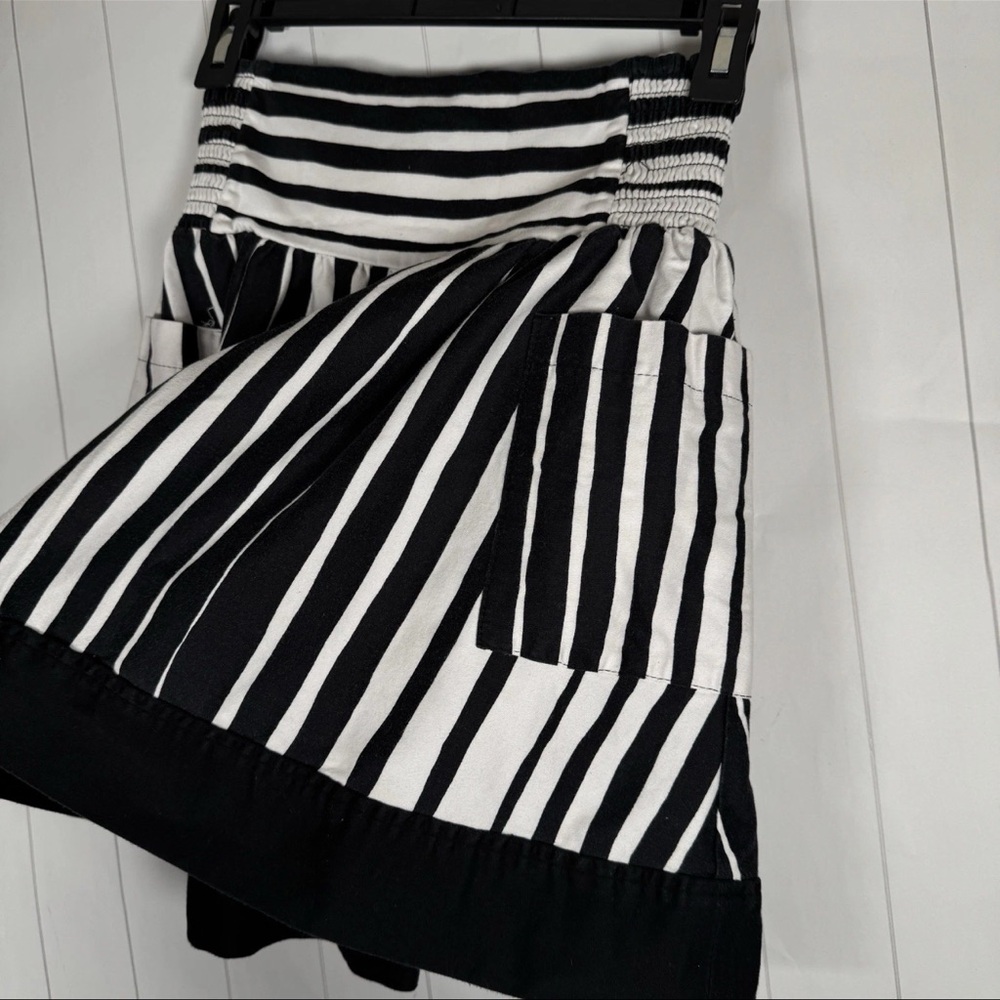 Black Striped High Waisted Flare Mini Skirt Y2K Whimsigoth Flirty Punk Pinup M - Picture 3 of 7